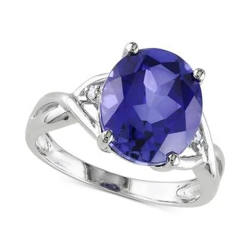 Macy's | Lab-Grown Sapphire (7-1/2 ct. t.w.) & Diamond Accent Statement Ring in Sterling Silver,商家Macy's,价格¥1859