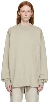 Essentials | Gray Cotton Long Sleeve T-Shirt 6.1折