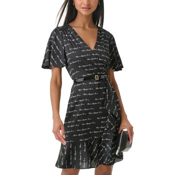 推荐Women's Faux-Wrap Belted Script Dress商品