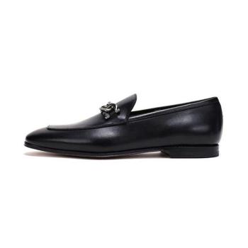 菲拉格慕男鞋板鞋, Salvatore Ferragamo | SALVATORE FERRAGAMO 男士黑色牛皮乐福鞋皮鞋 0696061商品图片 独家减免邮费