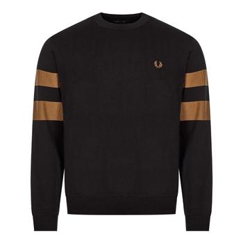 Fred Perry | Fred Perry Tipped Sleeve Crew Neck Jumper - Black商品图片,