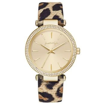 KENDALL & KYLIE | Women's Gold Tone with Leopard Printed Leather Stainless Steel Strap Analog Watch 