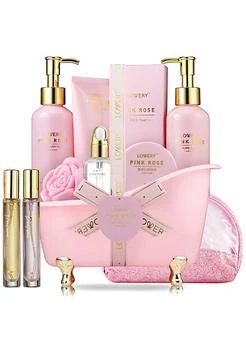 Lovery | Luxury Spa Kit 18Pc Pink Rose Relaxing Basket With Perfumes Gua Sha And More,商家Belk,价格¥357