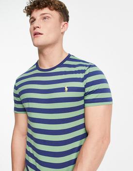 Ralph Lauren | Polo Ralph Lauren icon logo stripe t-shirt in green/navy商品图片,