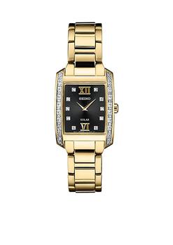 美国精工女表, Seiko | Womens Gold-Tone Stainless Steel Solar KGP Watch商品图片 6.9折