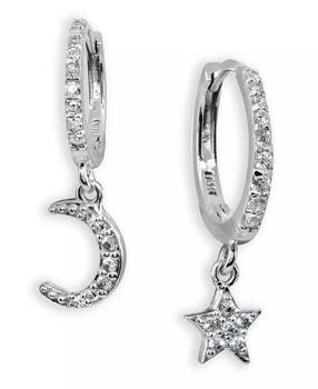 Giani Bernini | Cubic Zirconia Moon & Star Charm Drop Huggie Hoop Earring in Sterling Silver or 18k Gold Plated Sterling Silver,商家Macy's,价格¥150