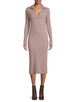 vince连衣裙, Vince | Ribbed Polo Wool-Blend Bodycon Dress商品图片 3.7折