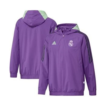 Adidas | Men's Purple Real Madrid Training All-Weather Raglan Full-Zip Hoodie Jacket 7.4折