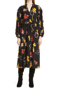 product Yviee Chuck Ruffle Long Sleeve Floral Midi Dress image