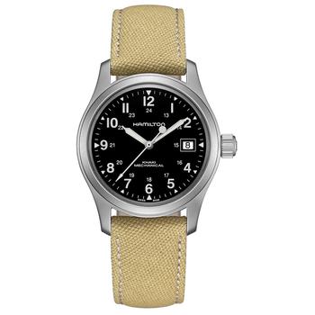 美国手表机械, Hamilton | Unisex Swiss Mechanical Khaki Field Khaki Canvas Strap Watch 38mm商品图片 