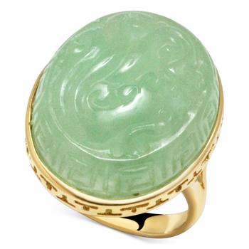 商品Dyed Jade Carved Dragon Cabochon Ring in 14K Yellow Gold-Plated Sterling Silver,商家Macy's,价格¥3468图片