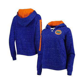 Colosseum | Women's Royal Florida Gators The Devil Speckle Lace-Placket Raglan Pullover Hoodie商品图片,