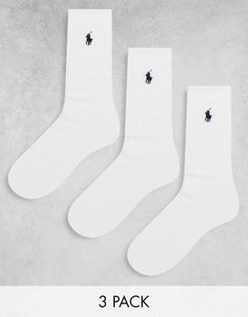 推荐Polo Ralph Lauren 3 pack sport socks in white商品
