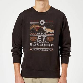 推荐E.T. the Extra-Terrestrial Be Good or No Presents Christmas Sweatshirt - Black商品