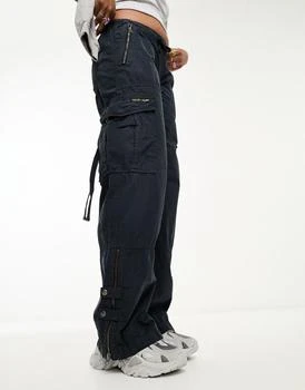 推荐Superdry vintage elastic cargo trousers in navy商品