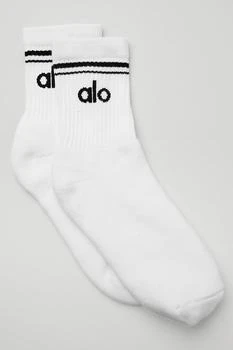 Alo | Unisex Half-Crew Throwback Sock - White/Black,商家Alo yoga,价格¥207