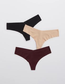 Aerie | Aerie No Show Thong Underwear 3-Pack商品图片,3.7折
