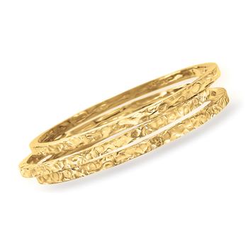 商品Ross-Simons | Ross-Simons Italian 24kt Gold Over Sterling Silver Jewelry Set: 3 Hammered Bangle Bracelets,商家Premium Outlets,价格¥1210图片