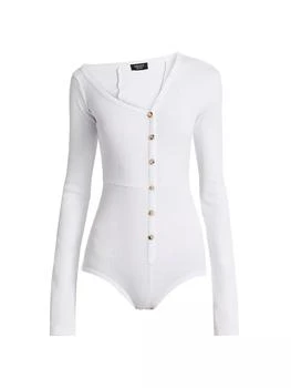 A.W.A.K.E. Mode | Stretch Cotton Asymmetric Collar Bodysuit,商家Saks Fifth Avenue,价格¥2438