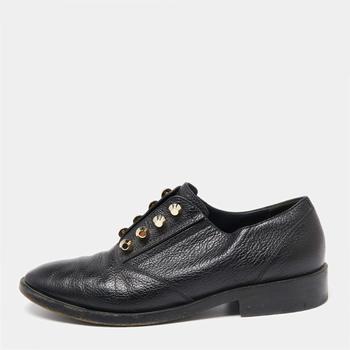 推荐Balenciaga Black Leather Stud Embellished  Oxfords Size 38商品