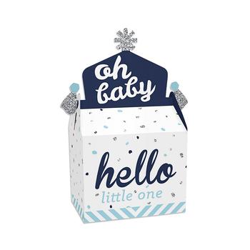 商品Hello Little One - Blue and Silver - Treat Box Party Favors - Boy Baby Shower Goodie Gable Boxes - Set of 12图片