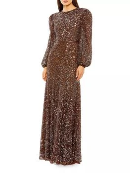 Mac Duggal | Embellished Bishop-Sleeve A-Line Gown,商家Saks Fifth Avenue,价格¥5986