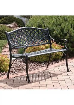 Sunnydaze Decor | 2-Person Checkered Cast Aluminum Outdoor Garden Bench - Black,商家Belk,价格¥1880