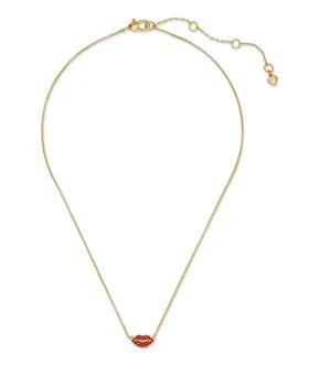 Kate Spade | Hit The Town Pavé Lips Mini Pendant Necklace in Gold Tone, 16"-19" 5.9折