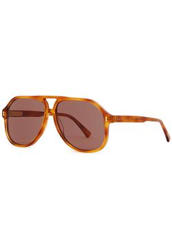 推荐Politician tortoiseshell aviator-style sunglasses商品