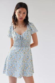 Urban Outfitters | UO Maggie Smocked Mini Dress商品图片,2.8折, 1件9.5折, 一件九五折