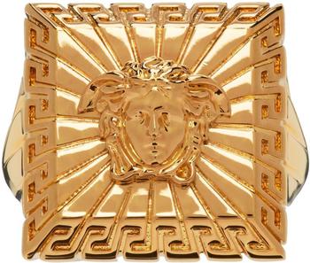 范思哲戒指正品, Versace | Gold Medusa Square Ring商品图片 