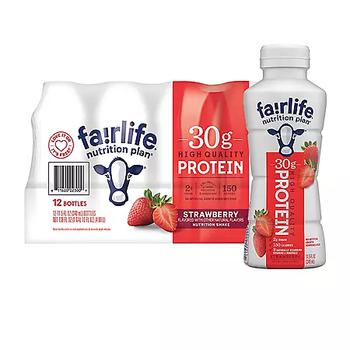 商品Fairlife Nutrition Plan Strawberry, 30g Protein Shake (11.5 fl. oz., 12 pk.)图片