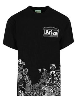 推荐Aries Arise Men's Black Cotton T-Shirt商品