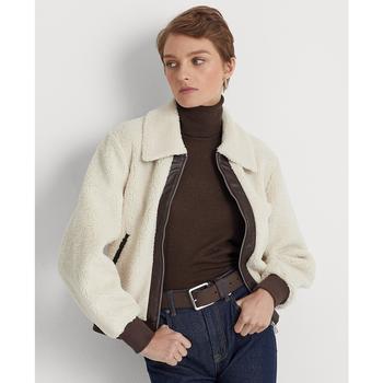 秋装拉夫劳伦西装, Ralph Lauren | Women's Faux-Leather-Trim High-Pile Fleece Coat商品图片 