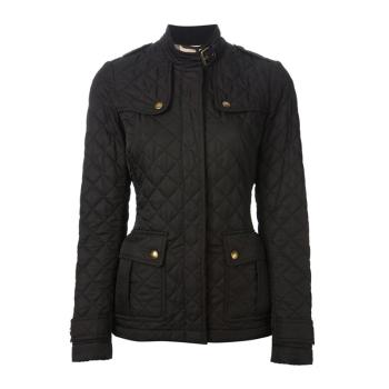 时尚burberry大衣女装, Burberry | Burberry 博柏利 女士黑色涤纶时尚按扣立领修身夹克外套 3933477商品图片 满$100享9.5折, 满折