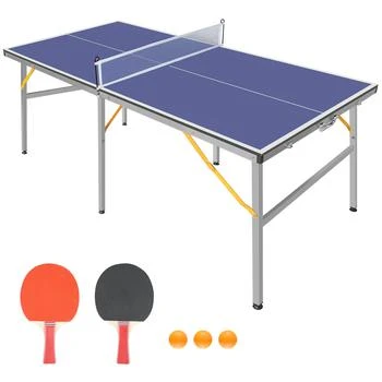 Simplie Fun | 6ft Mid-Size Table Tennis Table Foldable & Portable Ping Pong Table Set for Indoor & Outdoor Games,商家Premium Outlets,价格¥1285