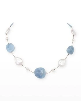 Margo Morrison | Aquamarine, Pearl & Crystal Station Necklace,商家Neiman Marcus,价格¥2458