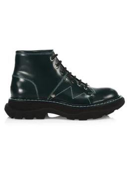 Alexander McQueen | Tread Leather Lace-Up Boots商品图片,3.8折