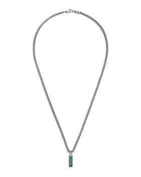 Gucci | Silver Enamel Logo Tag Pendant Necklace, 19.7-21.7" 