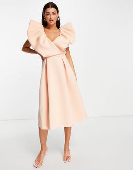 ASOS多少钱, ASOS | ASOS DESIGN exagerated bubble sleeve prom midi dress商品图片 5.5折