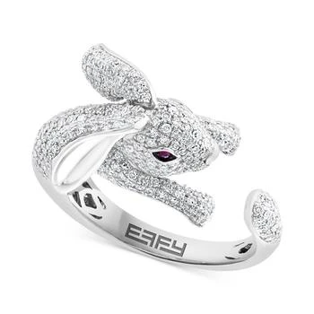 Effy | EFFY® Diamond (1-1/4 ct. t.w.) & Ruby Accent Bunny Ring in 14k White Gold,商家Macy's,价格¥47881