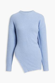 商品Michael Kors | Asymmetric ribbed cashmere and linen-blend sweater,商家THE OUTNET US,价格¥1679图片