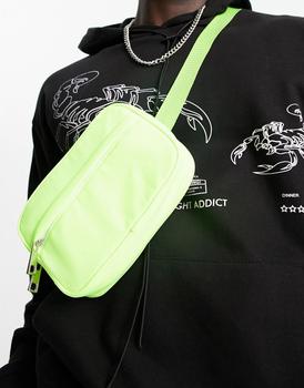 asos腋下包, ASOS | ASOS DESIGN cross body bum bag with zip pouch in neon green商品图片 