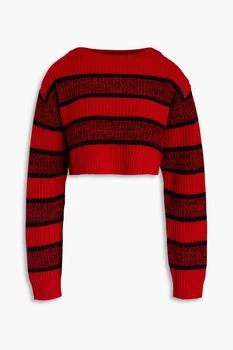 Re/Done | Cropped striped ribbed wool sweater 5折