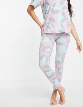 推荐ASOS DESIGN oversized animal tee & legging jersey pyjama set in lilac商品