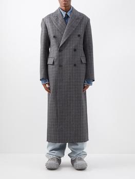 推荐Heather raw-edge double-breasted wool coat商品