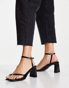 Topshop | Topshop Ridley mid heeled sandal in black商品图片,8折×额外9.5折, 额外九五折