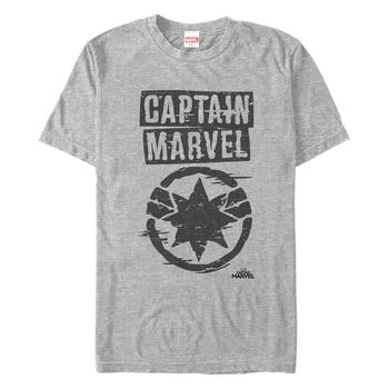 推荐Marvel Men's Captain Marvel Painted Distressed Logo Short Sleeve T-Shirt商品