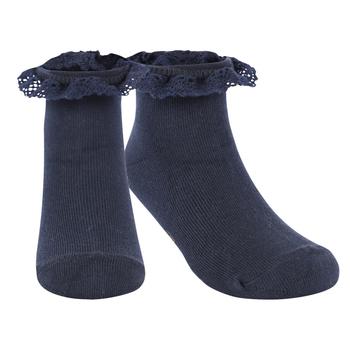 推荐Eyelet lace ruffle socks in navy商品