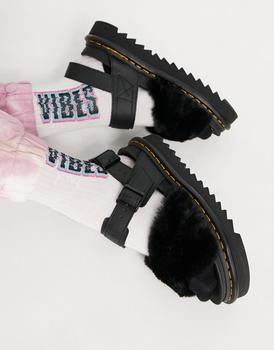 推荐Dr Martens Voss II Fluffy sandals in black商品